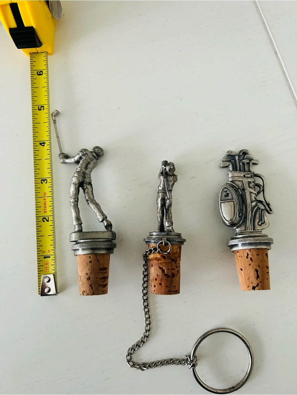 Vintage Wine Unlimited Pewter Golf Themed Bottle Cork Stoppers Set